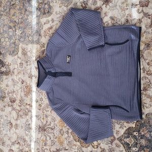 L.l. Bean Airtight Knit Pullover Snap Sweatshirt Blue Size Large Petite